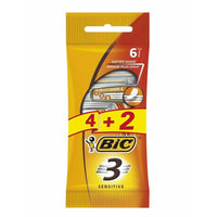 Bic 3 Sensitive Triple Blade Men Disposable Shaving Razor Aloe VIT E *6.