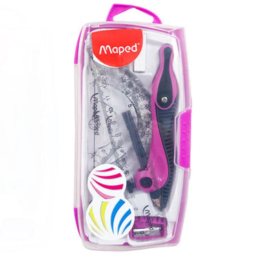 Maped 519118 Kidz Math Geometry 8 Piece Set Assorted Colors Pink Stationery