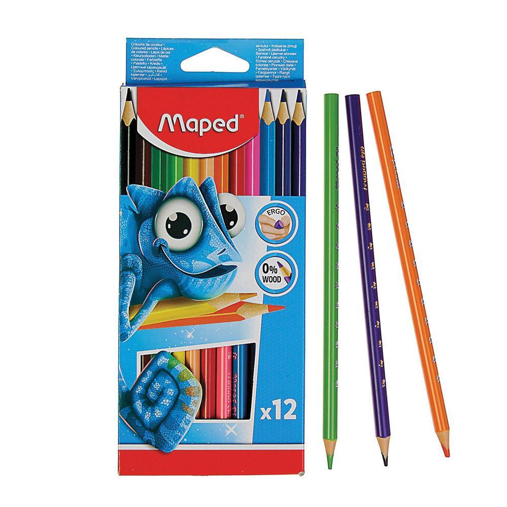 3x 12pc Maped Pulse Ergo Color Peps Kids 0% Wood Triangular Colouring Pencils.