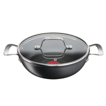 Tefal Unlimited Shallow Pan 26 cm With Glass Lid / G2557102 - Karout Online -Karout Online Shopping In lebanon - Karout Express Delivery 