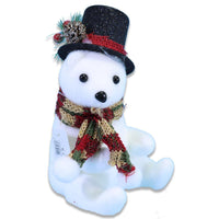 Christmas Sitting White Bear With Hat.