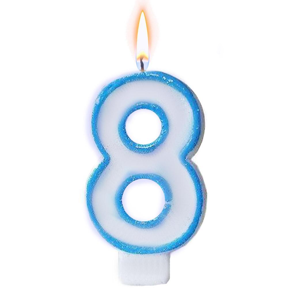 Birthday Numbers Candle / I-116 8 Blue Birthday & Party Supplies