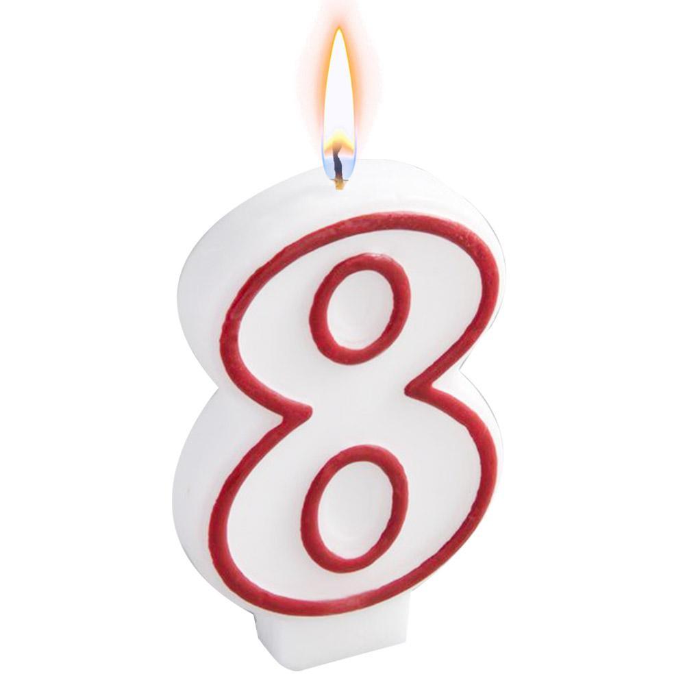 Birthday Numbers Candle / I-116 8 Red Birthday & Party Supplies