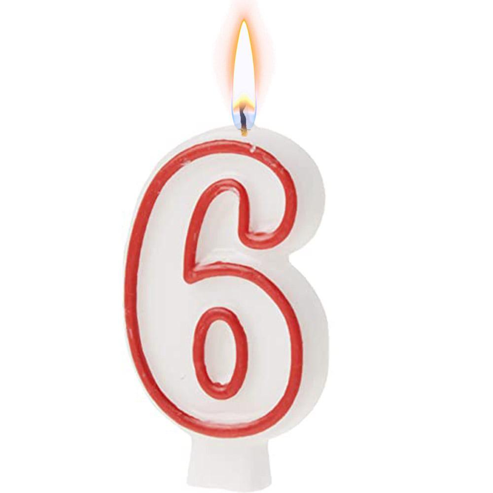 Birthday Numbers Candle / I-116 6 Red Birthday & Party Supplies