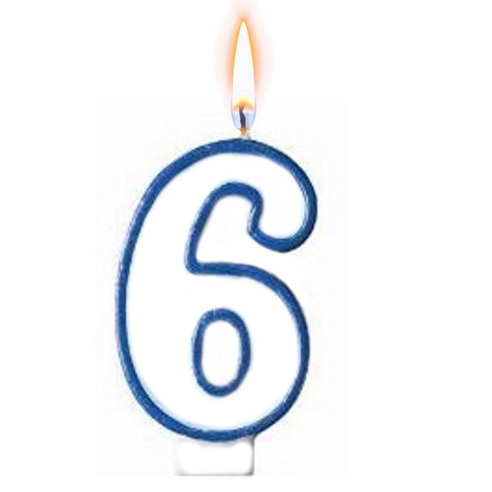 Birthday Numbers Candle / I-116 6 Blue Birthday & Party Supplies