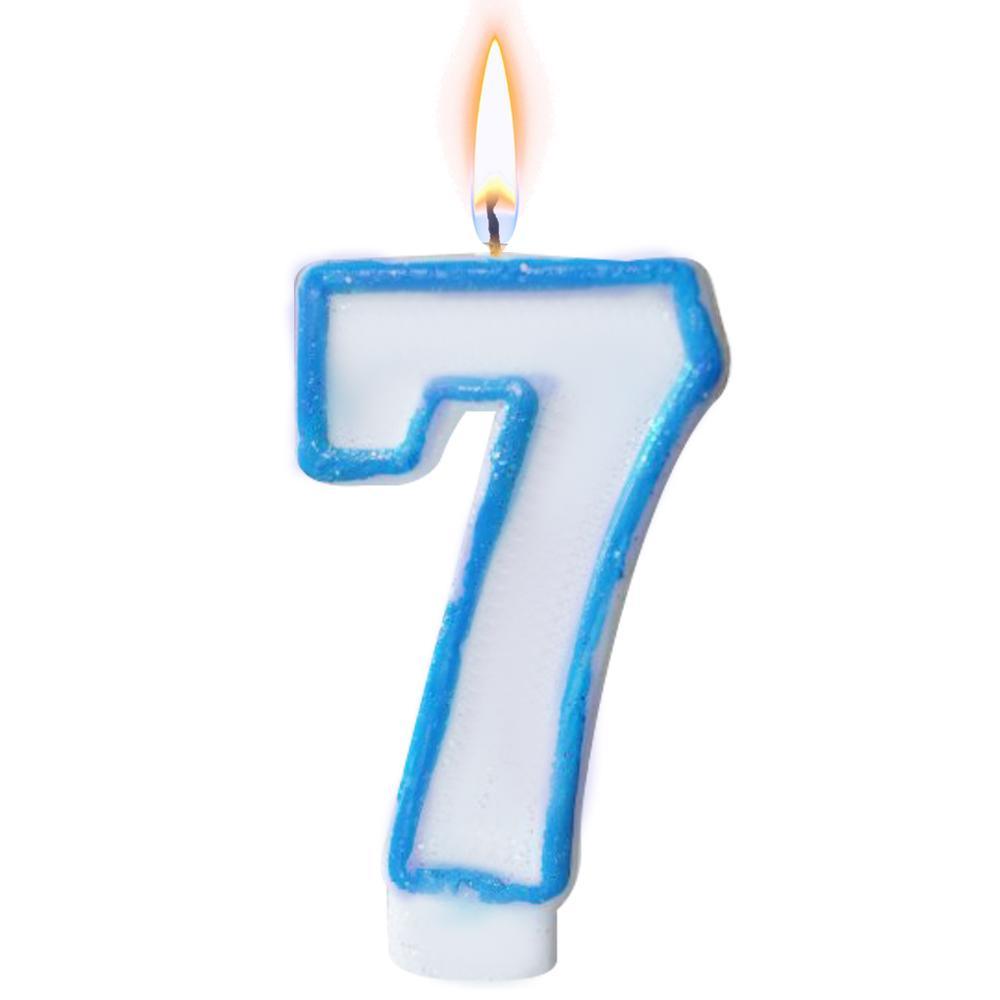 Birthday Numbers Candle / I-116 7 Blue Birthday & Party Supplies