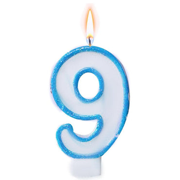 Birthday Numbers Candle / I-116 9 Blue Birthday & Party Supplies