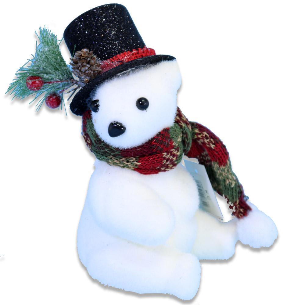 Christmas Sitting White Bear With Hat.