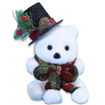 Christmas Sitting White Bear With Hat.