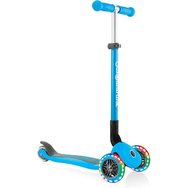 Globber Primo Foldable Scooter Light Up Wheels Blue - Karout Online -Karout Online Shopping In lebanon - Karout Express Delivery 
