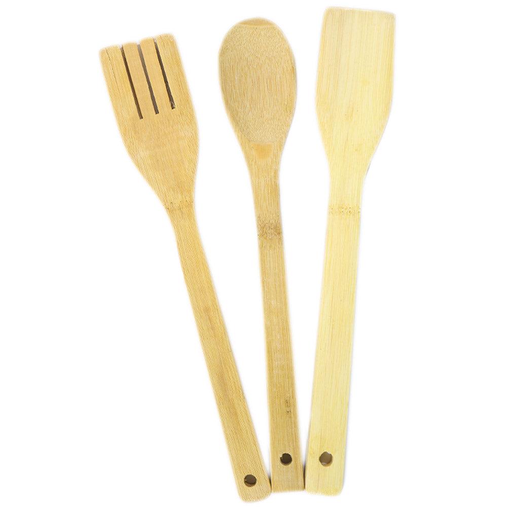 Cooking Wooden Spoon Set 3 Pcs With Stand - Karout Online -Karout Online Shopping In lebanon - Karout Express Delivery 