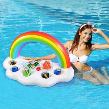 Shop Online Inflatable Cup Holder Rainbow Cloud Drink Holder Swimming Pool Float - Karout Online Shopping In lebanon