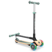 Globber Primo Foldable Scooter With Lights Wood Mint - Karout Online -Karout Online Shopping In lebanon - Karout Express Delivery 