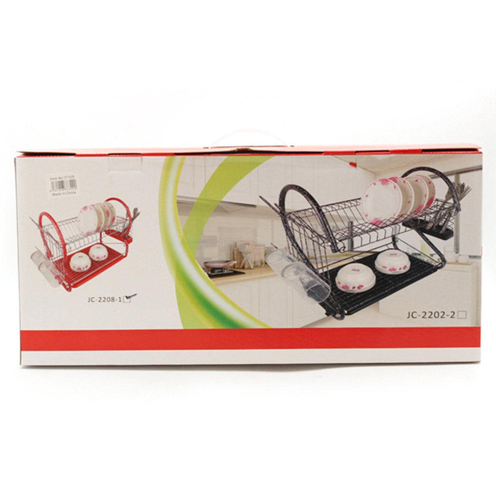 Stainless Steel Red 2 Tier Dish Drainer Rack - Karout Online -Karout Online Shopping In lebanon - Karout Express Delivery 