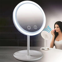 Makeup Mirror with LED Light 5X Magnification Mirror Built-In Fan - Karout Online -Karout Online Shopping In lebanon - Karout Express Delivery 