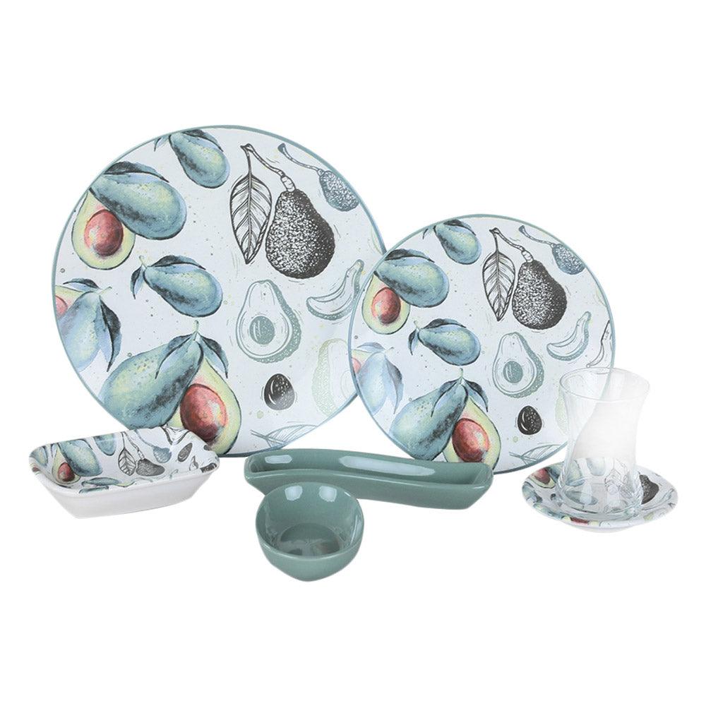 Keramika 19 Pieces Avocado Patterned Aegean Service Breakfast Set / 8896 - Karout Online -Karout Online Shopping In lebanon - Karout Express Delivery 