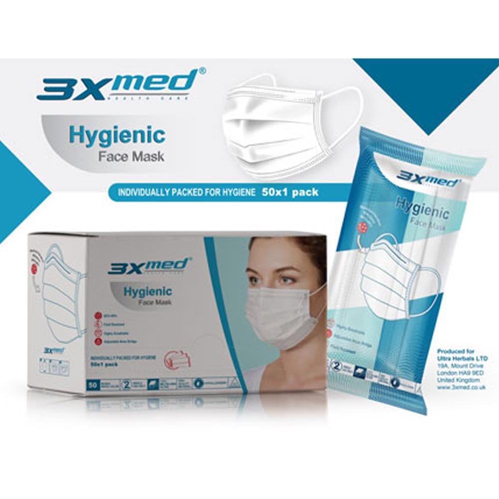 3x Med Hygienic Face Mask 5o Pcs - Karout Online