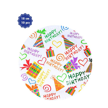 Happy Birthday - Paper Plates 18 cm (10 pcs).