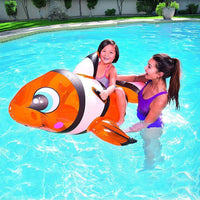 BESTWAY 41088 INFLATABLE CLOWNFISH FLOAT HEAVY DUTY HANDLES.