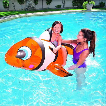 BESTWAY 41088 INFLATABLE CLOWNFISH FLOAT HEAVY DUTY HANDLES.