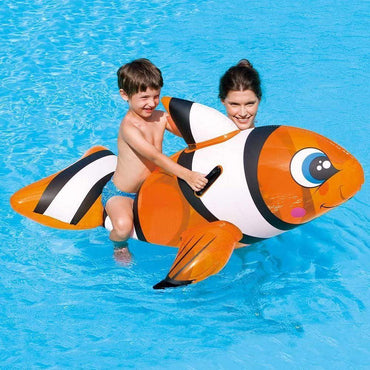 BESTWAY 41088 INFLATABLE CLOWNFISH FLOAT HEAVY DUTY HANDLES.