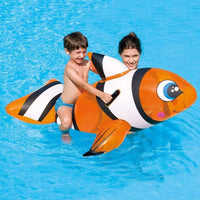 BESTWAY 41088 INFLATABLE CLOWNFISH FLOAT HEAVY DUTY HANDLES.