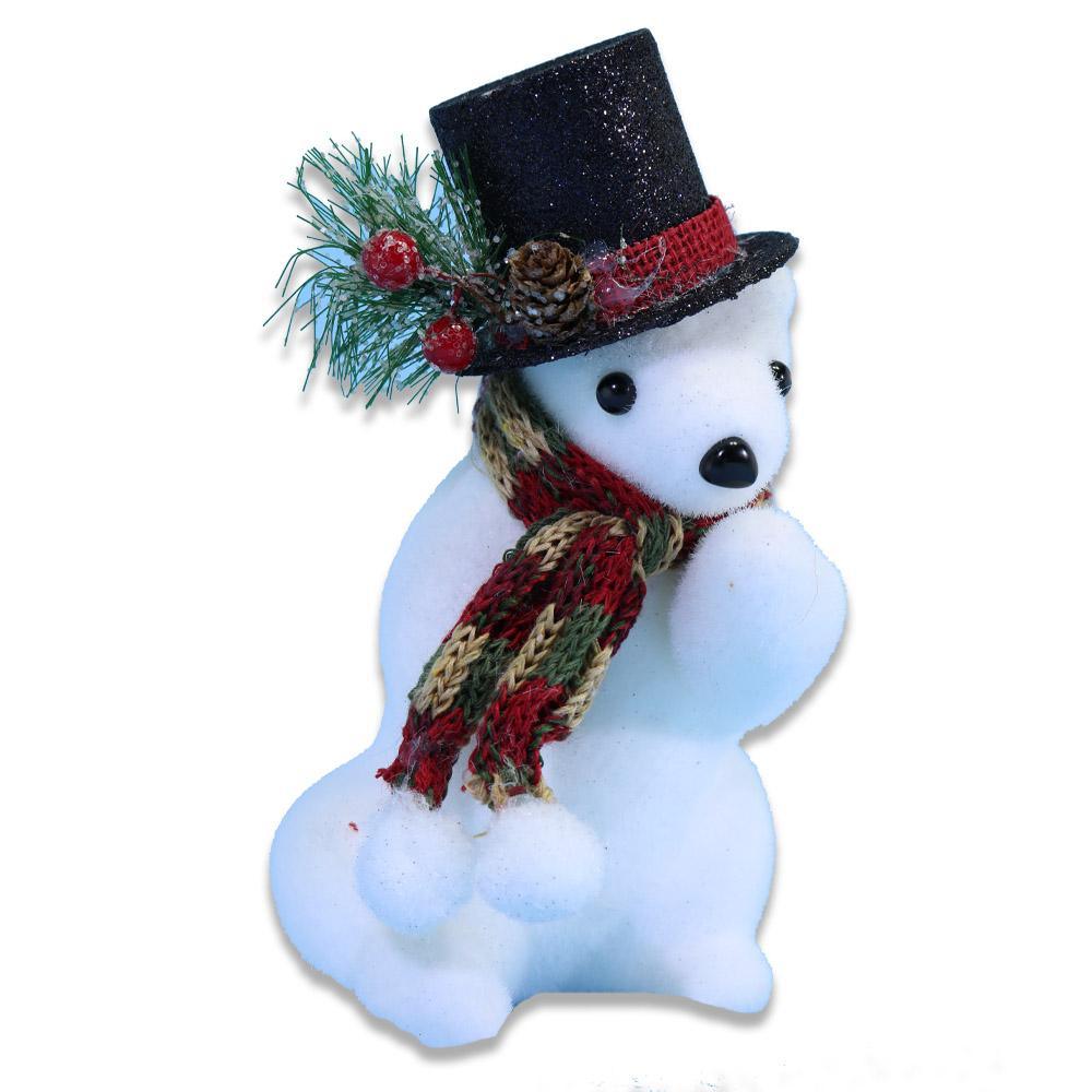 Christmas Sitting White Bear With Hat.