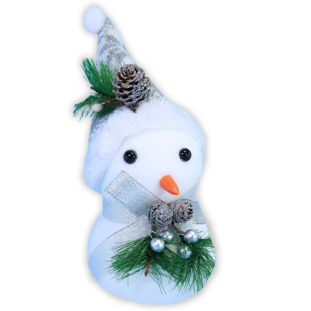 Christmas Snow Man  With Gray Hat.