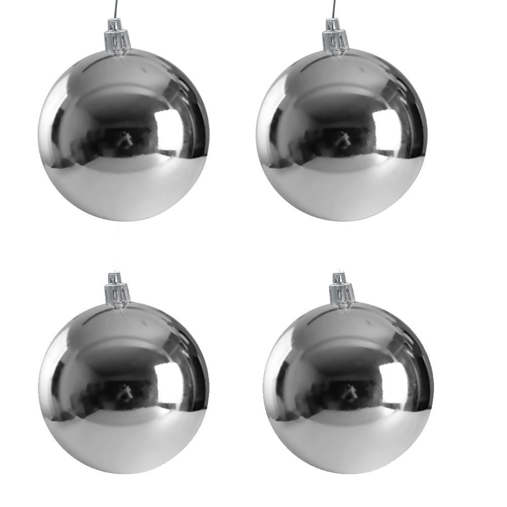 Christmas Decoration Ball 10 Cm (Set of 4)- Silver.