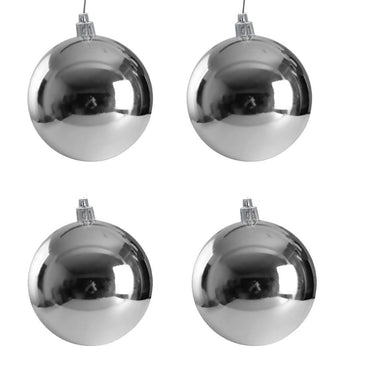 Christmas Decoration Ball 10 Cm (Set of 4)- Silver.