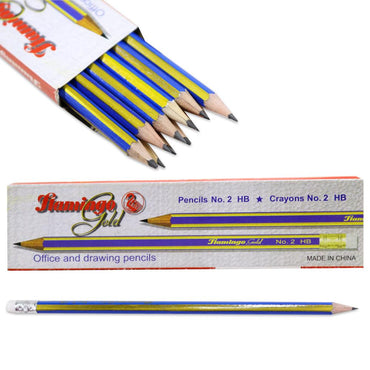 Flamingo Gold Pencils Set (12 Pcs) / P-348 - Karout Online -Karout Online Shopping In lebanon - Karout Express Delivery 