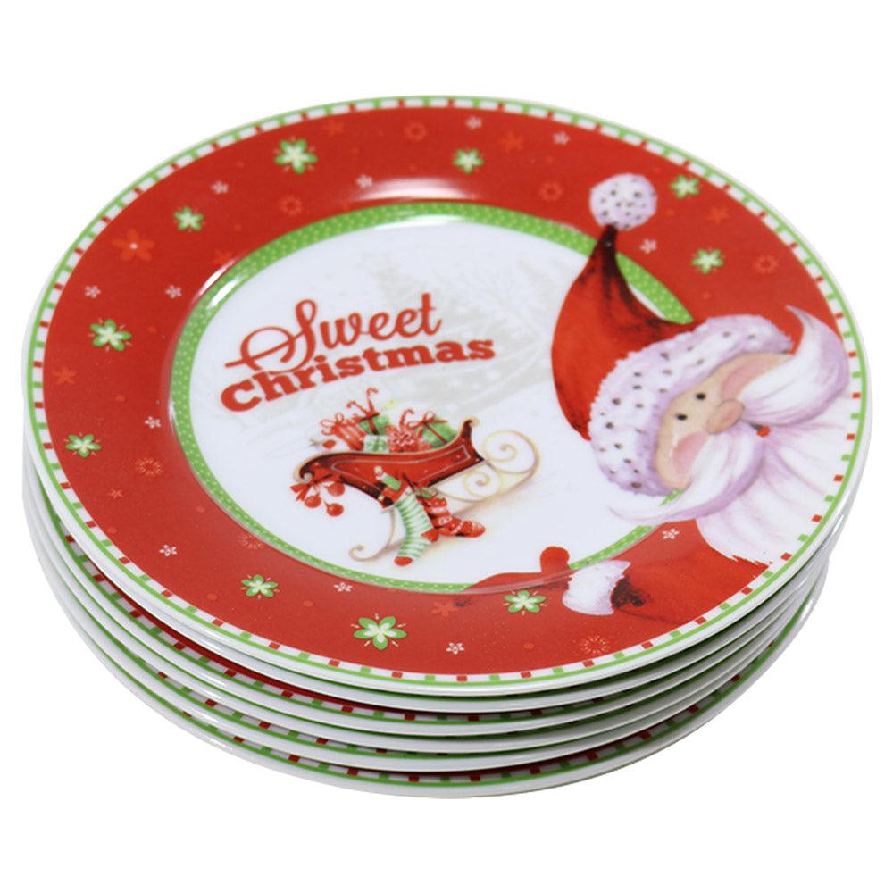 Christmas Glass Plates Set ( 7 Pcs) - Karout Online -Karout Online Shopping In lebanon - Karout Express Delivery 