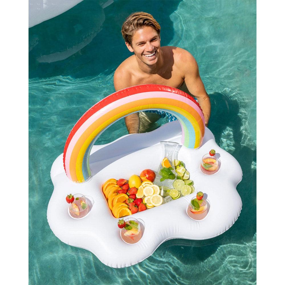 Shop Online Inflatable Cup Holder Rainbow Cloud Drink Holder Swimming Pool Float - Karout Online Shopping In lebanon