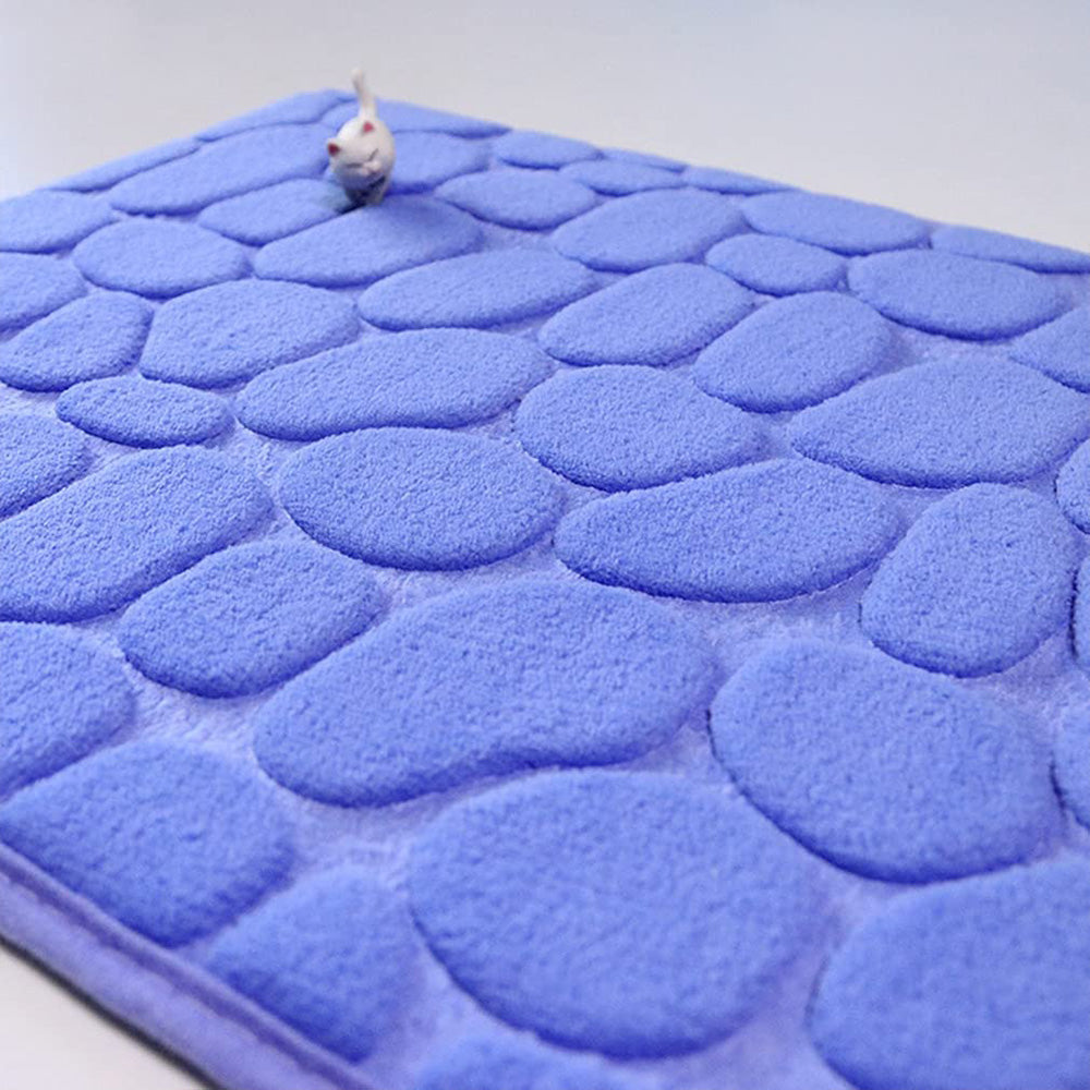 Embossed Paver Bathroom Mat Non-Slip Memory Foam Accessory for Sink Bathtub Side Shower Doormat