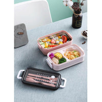 Enjoy Meal Time Lunch box Double layer Food Container Spoon Fork Chopsticks Tableware Set / JT-008 - Karout Online -Karout Online Shopping In lebanon - Karout Express Delivery 