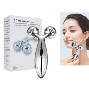 3D Roller Face Massager Face Body Roller Massager Y-Shape Platinum - Karout Online -Karout Online Shopping In lebanon - Karout Express Delivery 