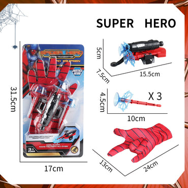 (NET)Spider Man Gloves Launcher Gun with 3 Soft Bullet Toy for Boys / 22FK216