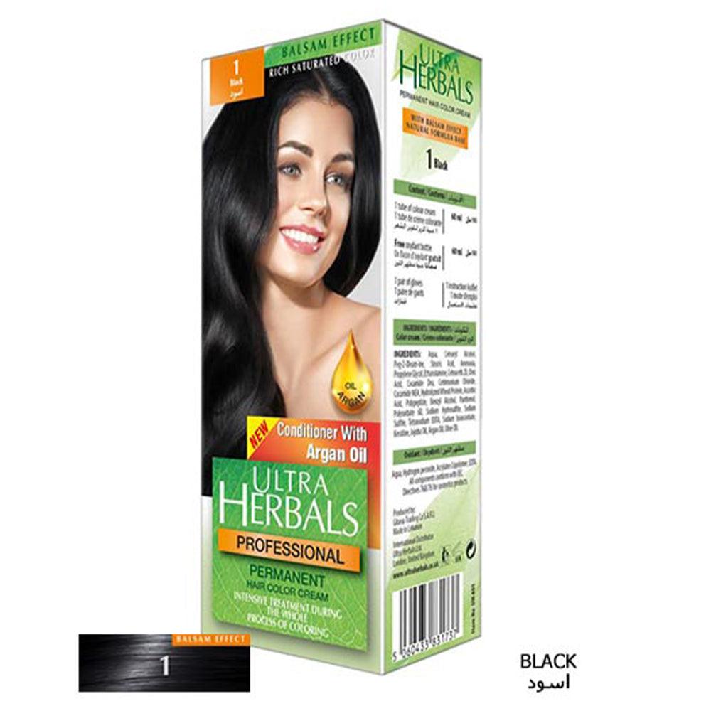 Ultra Herbals Professional Hair Color Cream 1 Black - Karout Online -Karout Online Shopping In lebanon - Karout Express Delivery 