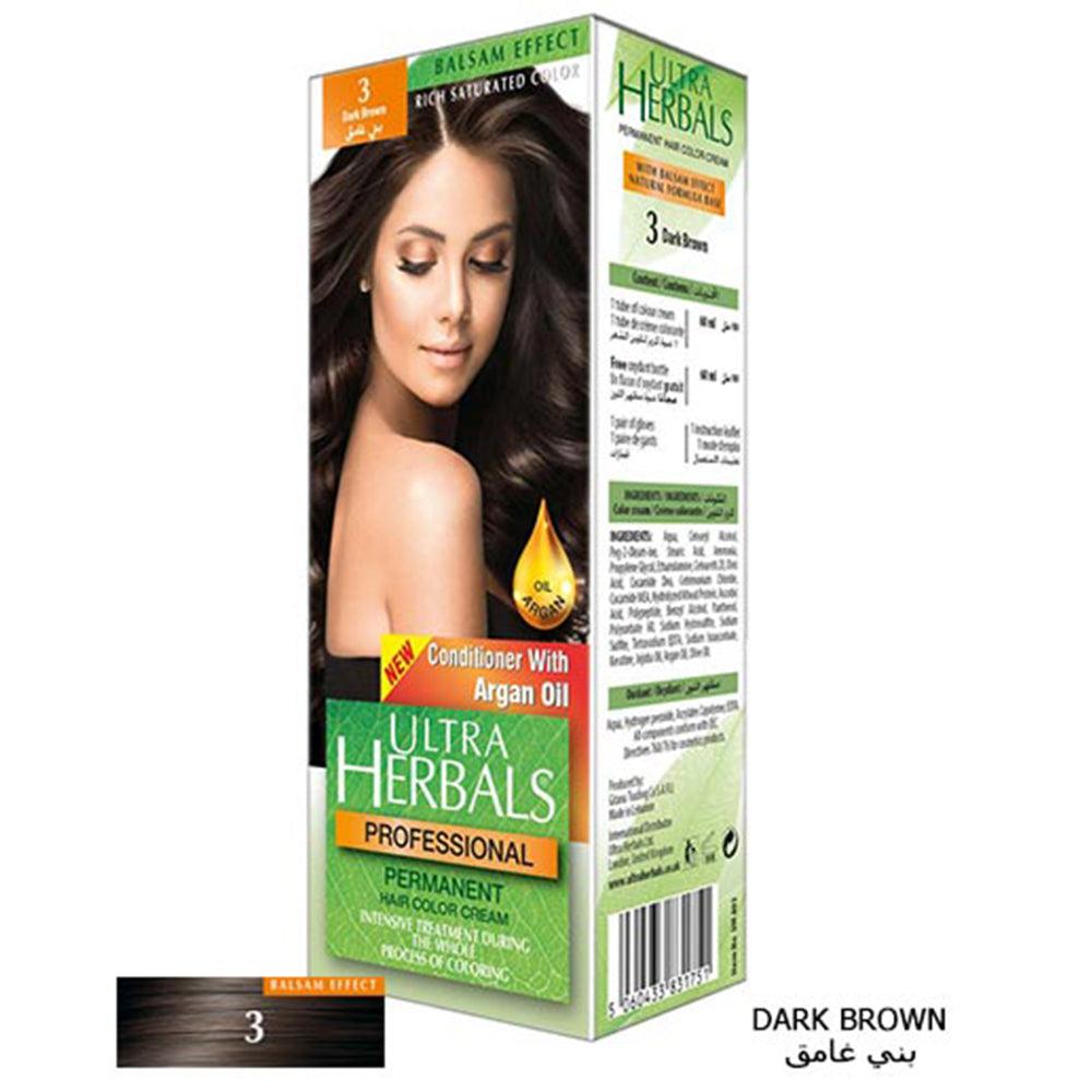Ultra Herbals Professional Hair Color Cream 3 Dark Brown - Karout Online -Karout Online Shopping In lebanon - Karout Express Delivery 