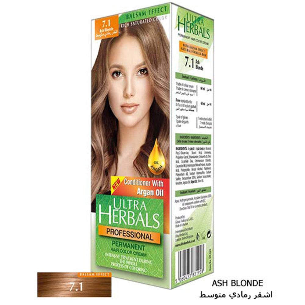 Ultra Herbals Professional Hair Color Cream 7.1 Ash Blonde - Karout Online -Karout Online Shopping In lebanon - Karout Express Delivery 