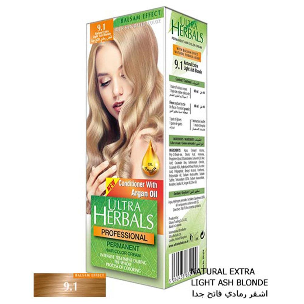 Ultra Herbals Professional Hair Color Cream 9.1 Natural Extra Light Ash Blonde - Karout Online -Karout Online Shopping In lebanon - Karout Express Delivery 