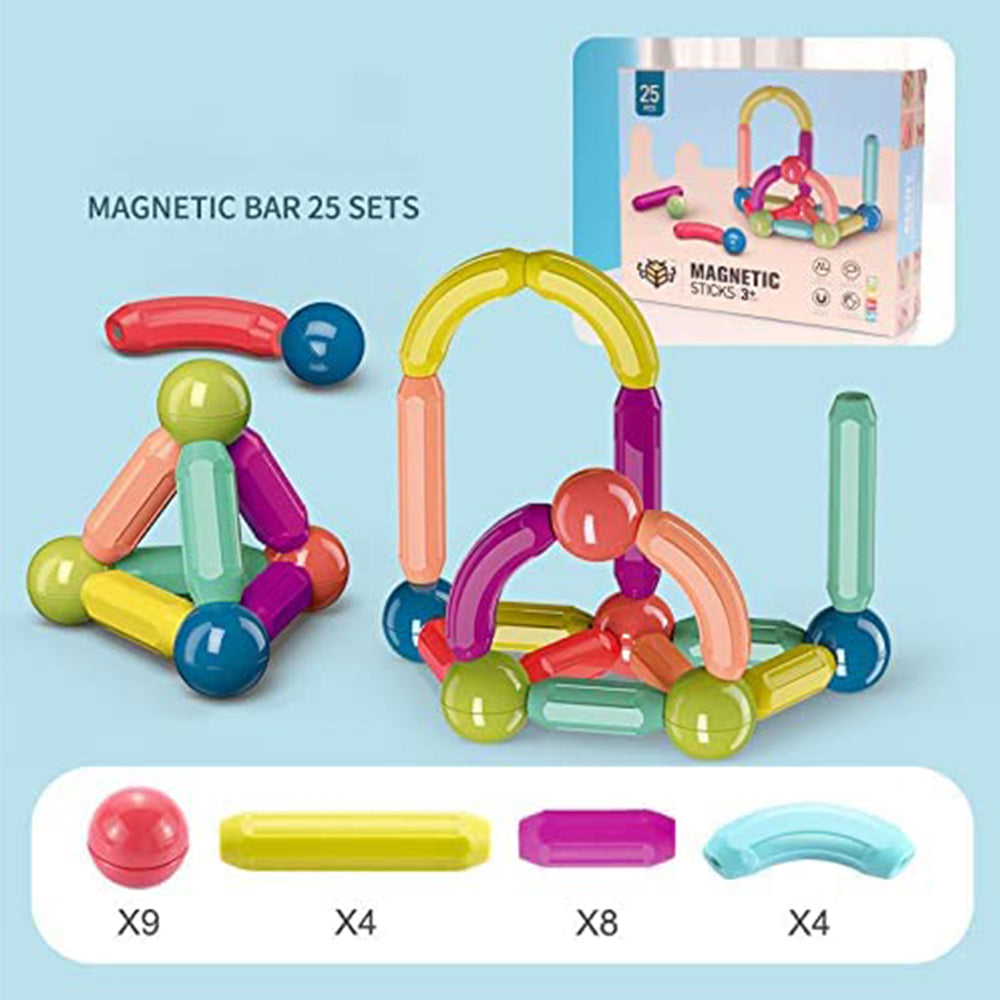 (Net) Magnetic Sticks Toy Set 25 Pcs