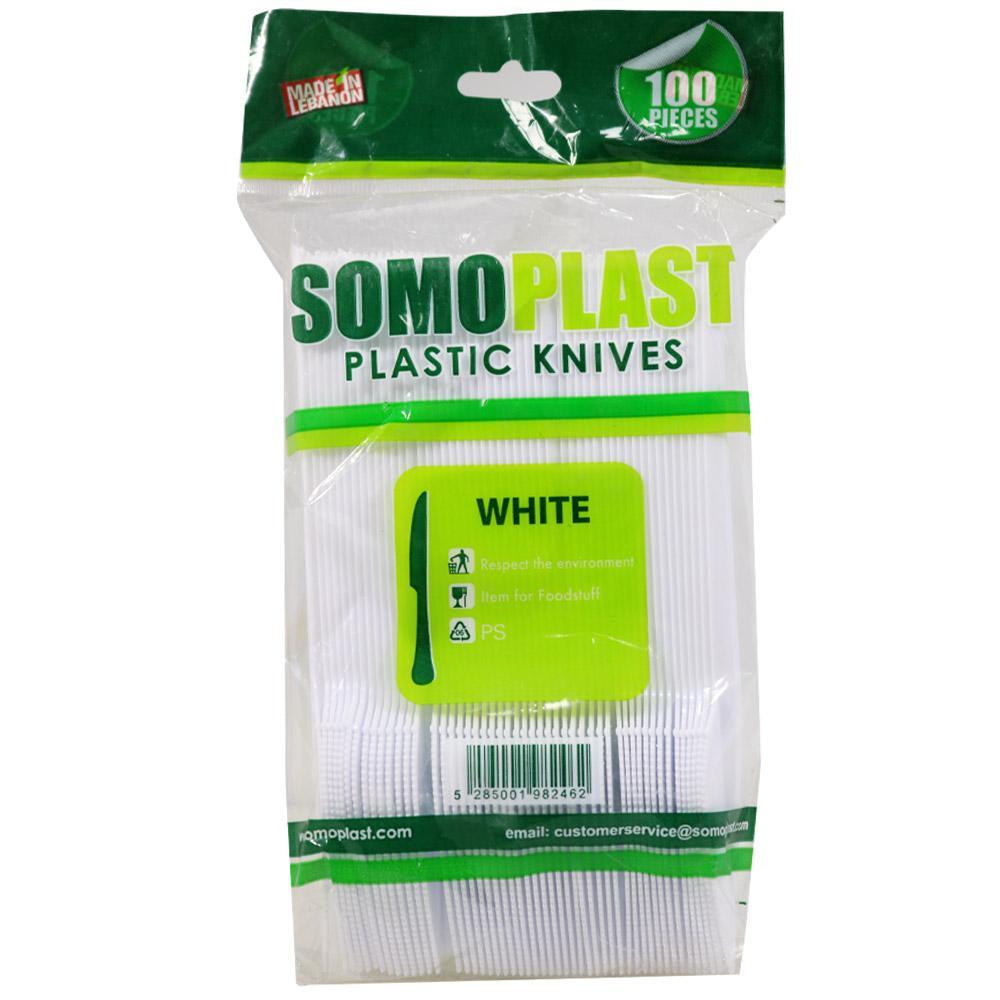 White Plastic Knives (100 Pcs) / 181129 Cleaning & Household