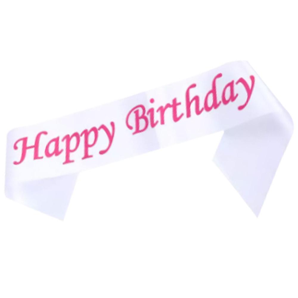 Happy Birthday Sash / E-44 /221394 White& Pink Birthday & Party Supplies