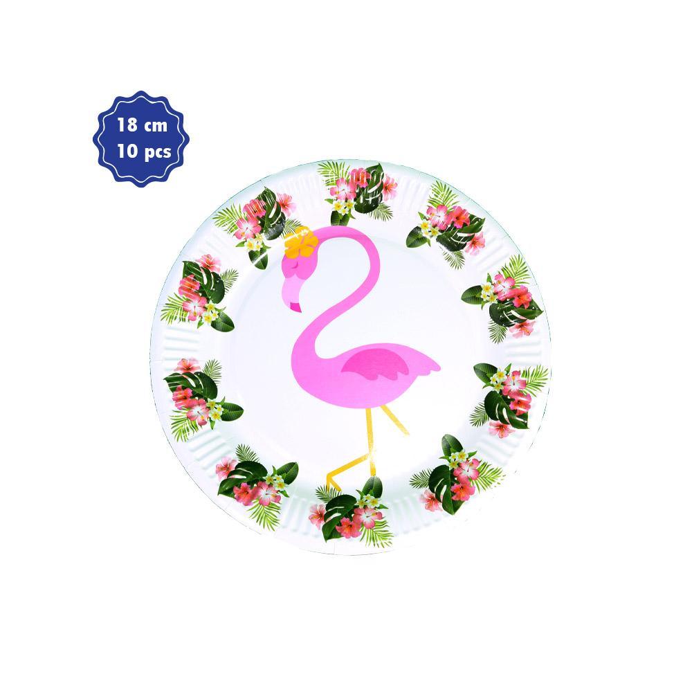 Tropical Flamingo- Paper Plates 18 cm  (10 pcs).
