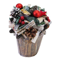 Christmas Wood Pot Decoration 19 x 8.5 cm.