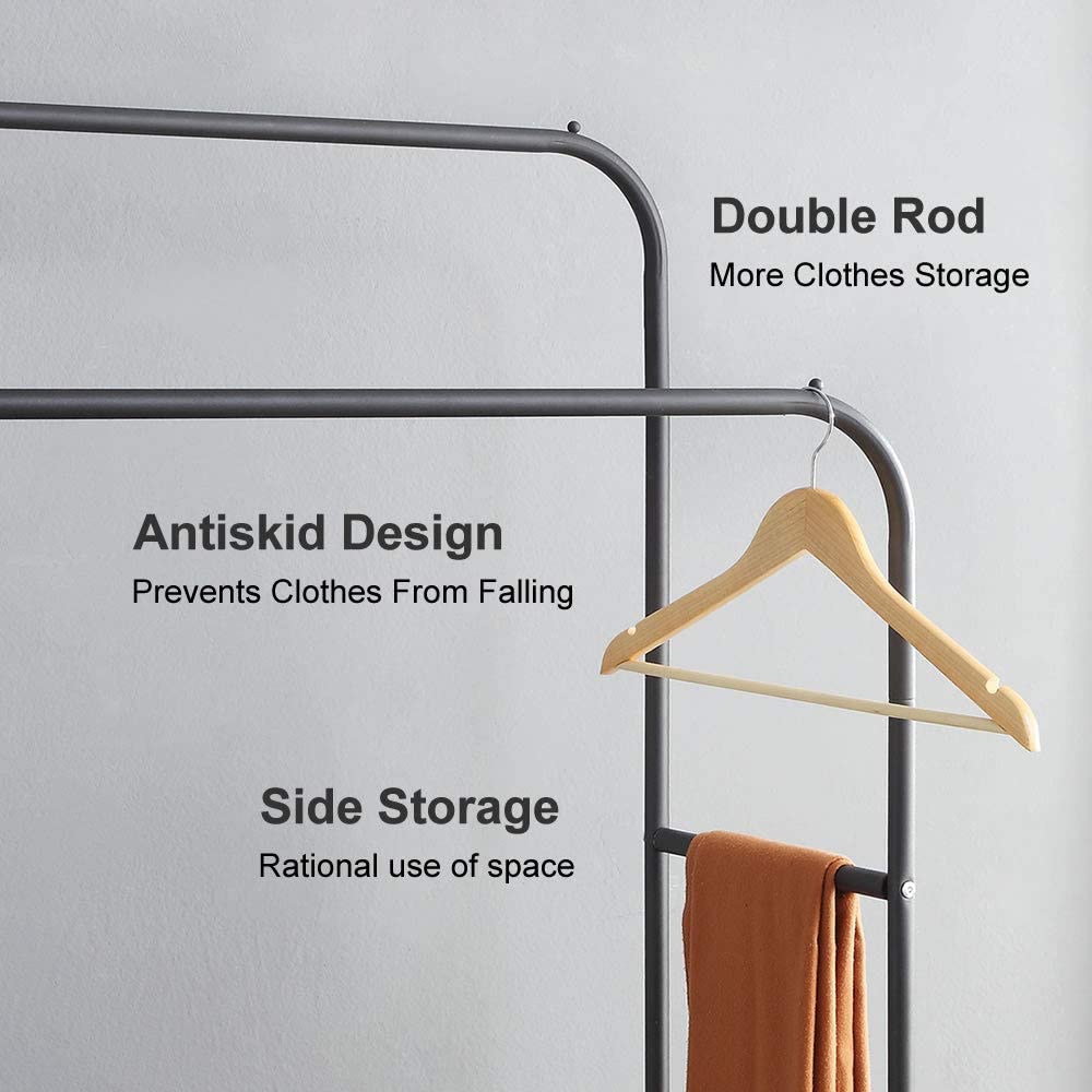(Net) Double Pole Hanger Strong Steel Structure Laundry Rack Cloth Organizer Hanger 5089 / 2112345678924