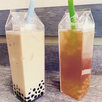 **(NET)**Transparent Portable Plastic Reusable Bottle Juice Water Sports Cup 500ml