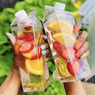 **(NET)**Transparent Portable Plastic Reusable Bottle Juice Water Sports Cup 500ml