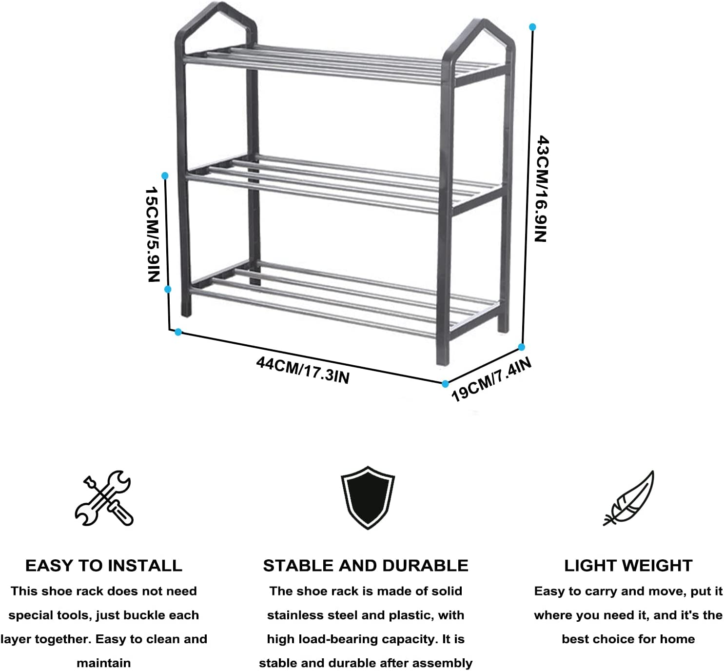 3 Layer Shoe Stand Stackable Shoe Rack Organizer Slipper Rack